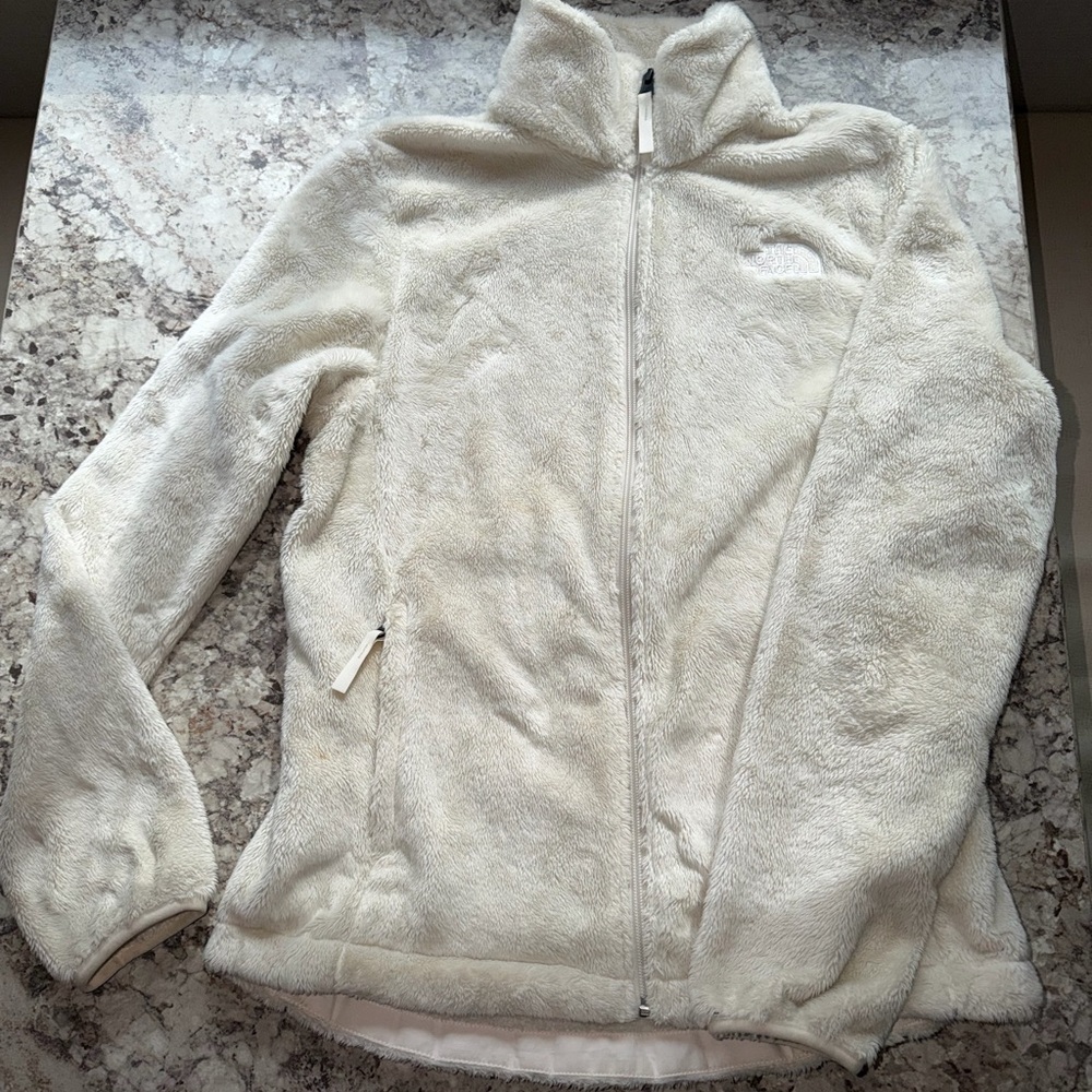 The North Face White Dune Teddy Fleece Full-Zip Jacket